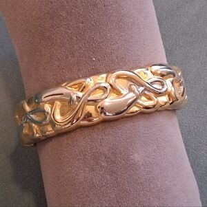 Chunky Repousse Clamper Cuff Bangle Bracelet